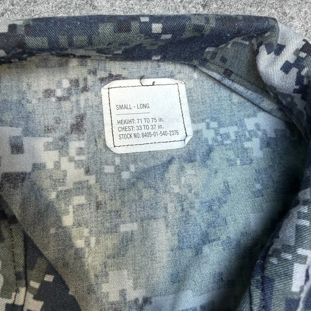 US Navy Shirt Men Small Long  Blue Digital Camo Working Blouse NWU Military Seal